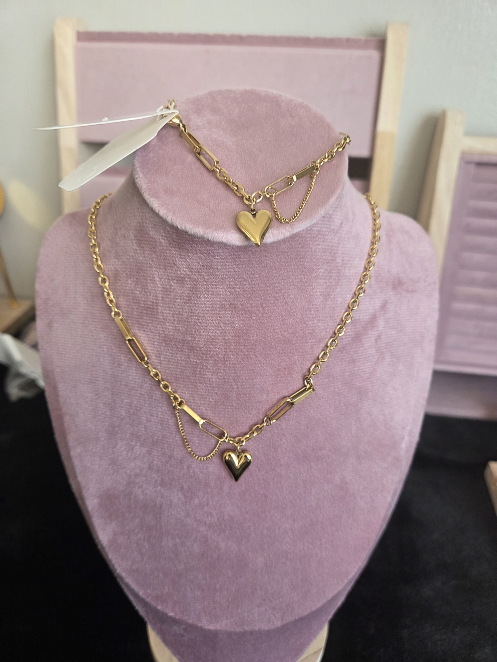 Gold Heart Pendant Chain Necklace - Women Jewelry